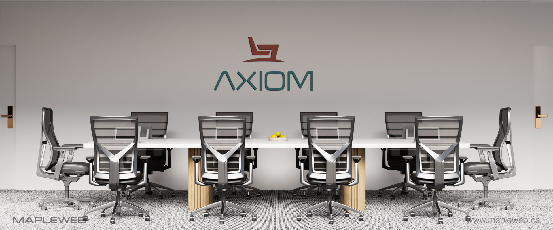 axiom-office furniture-brand-logo-design-by-mapleweb-vancouver-canada-wall-mock